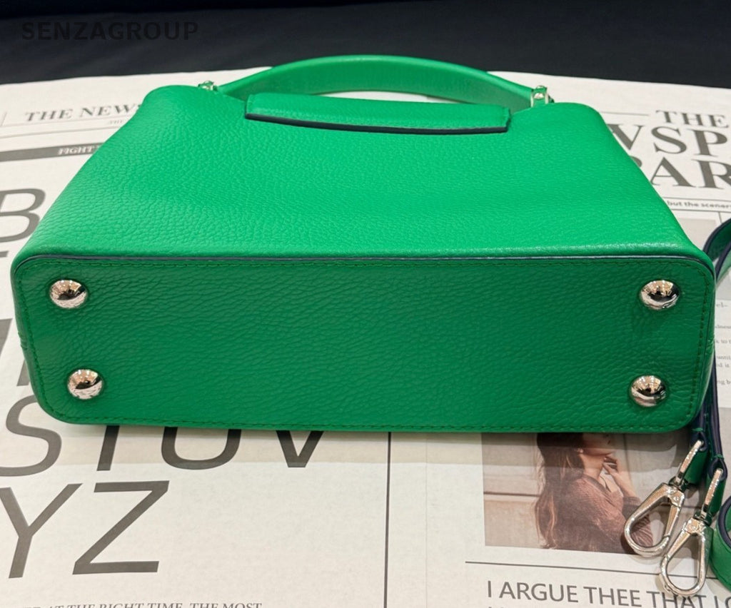 Louis Vuitton Capucines BB Calfskin Top Handle Bag Crossbody Green Silver Women