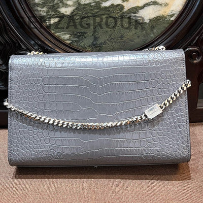 Saint Laurent Kate Medium Chain Bag with Tassel in Grey Silver
