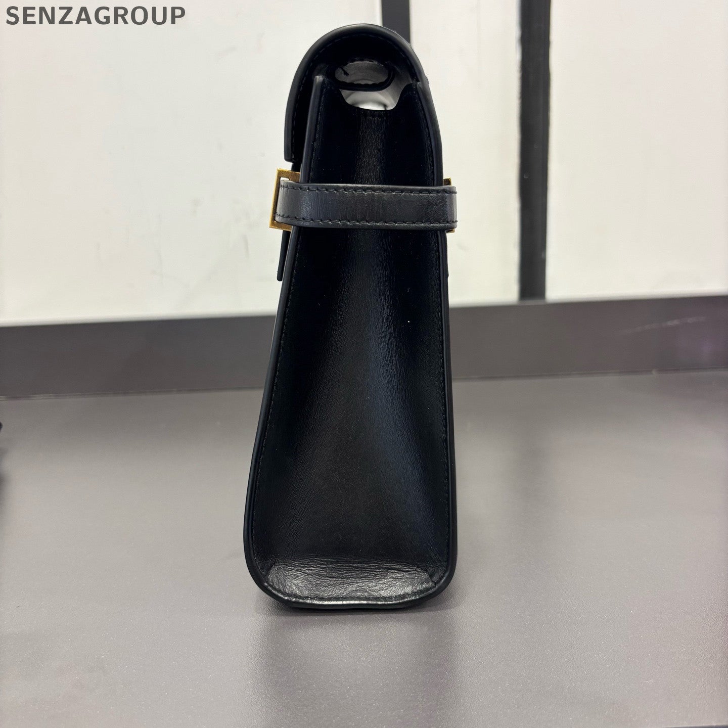 Saint Laurent Manhattan Leather Crossbody Shoulder Bag Women Black Gold