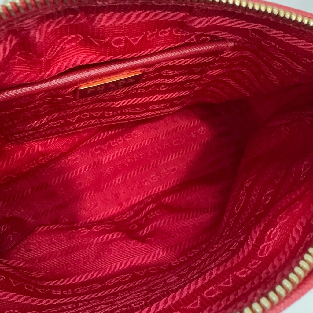 PRADA Red Nylon Hobo Shoulder Handbag For Women