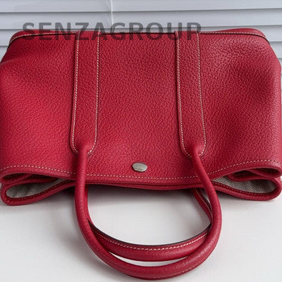 Hermès Garden Party 30 Red Silver Hardware Tote Bag Women Fashion