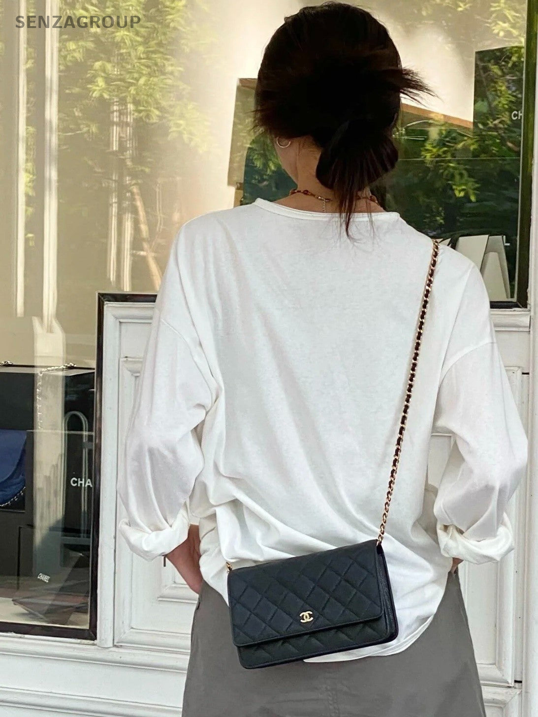 CHANEL Quilted Lambskin Crossbody Shoulder Bag Women Black