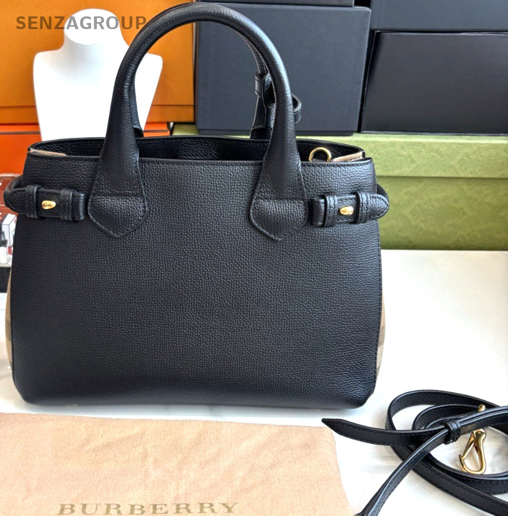 Burberry Banner Top Handle bag Black gold Almost Brand NEW 2WAY Crossbody