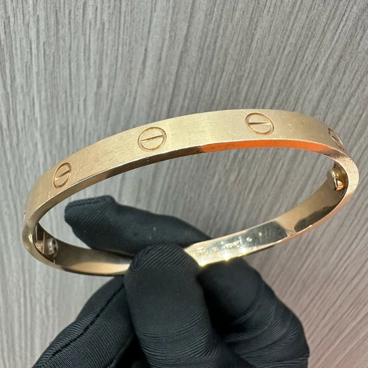 Cartier Love Classic Bracelet 18k Rose/Pink Gold Bangle Double Screw Size19