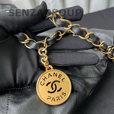 Chanel Black Gold 22 Bag Small Chain Shoulder Bag Quilted Classic Women