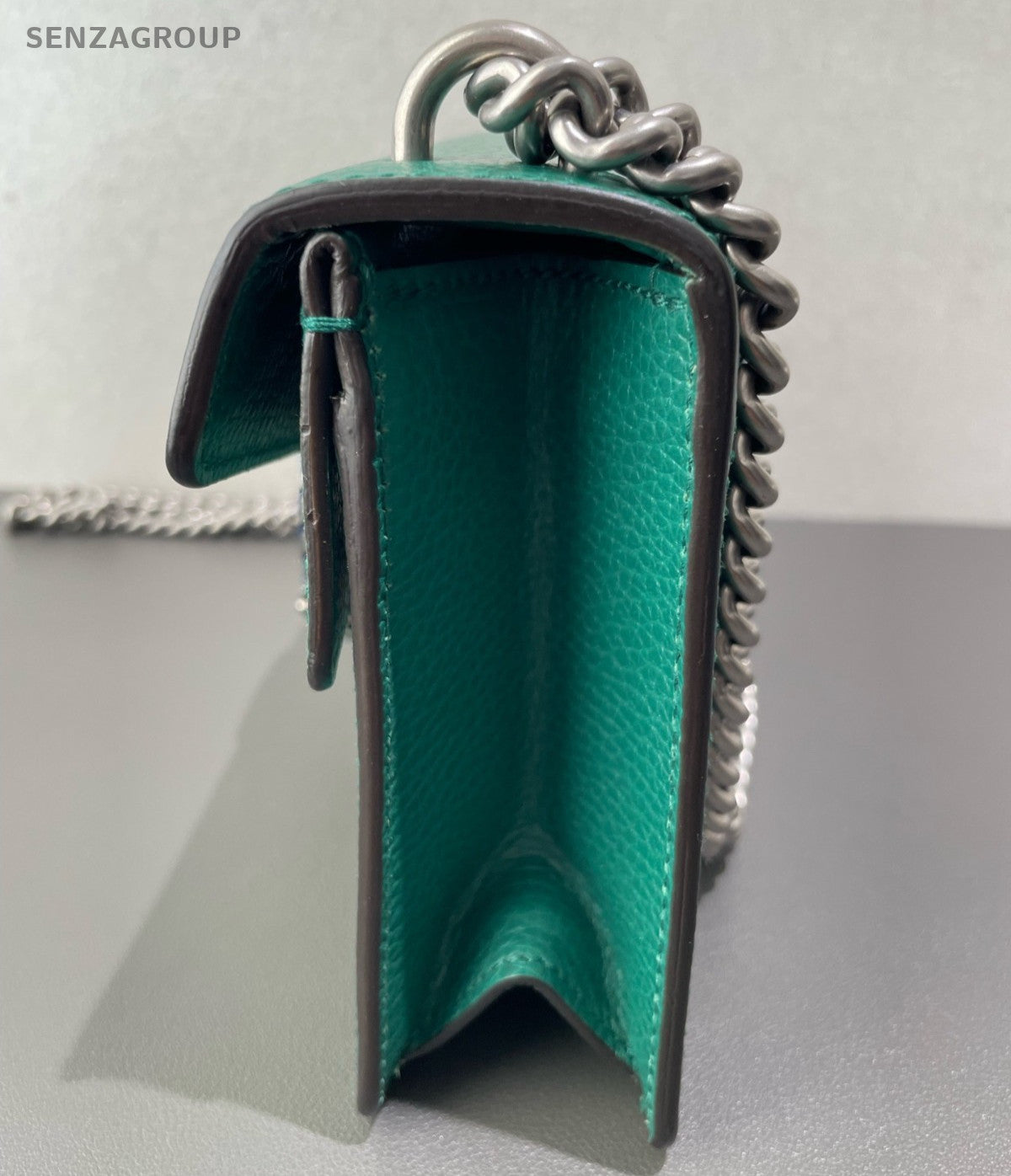 Gucci Dionysus MM Chain Shoulder Bag Crossbody Green Silver Women Classic