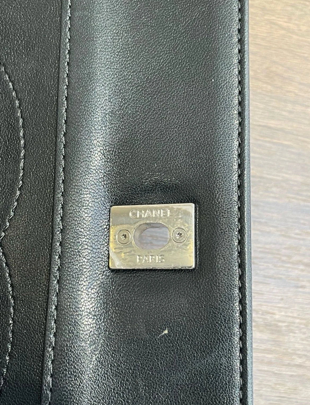 Chanel Diamond Chain Shoulder Bag Crossbody Black Silver Used Women Classic