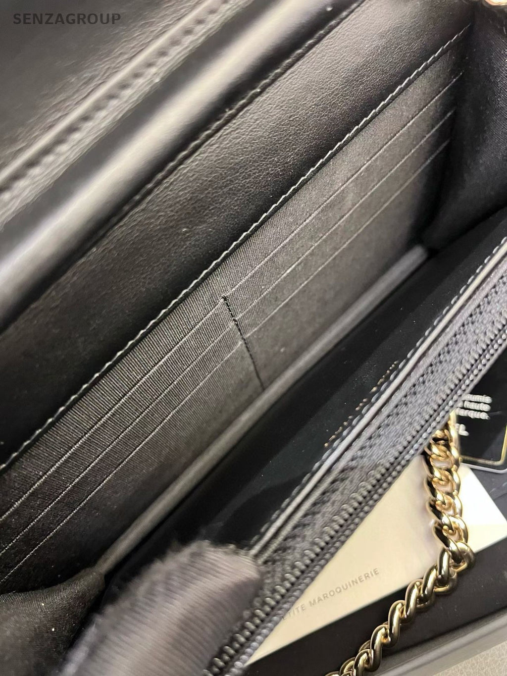 CHANEL Leboy Woc Caviar Diamon Pattern Chain Shoulder bag Black Gold Women