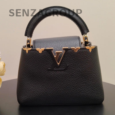 Louis Vuitton Capucines Mini Black Gold Handbag Classic Fashion Women