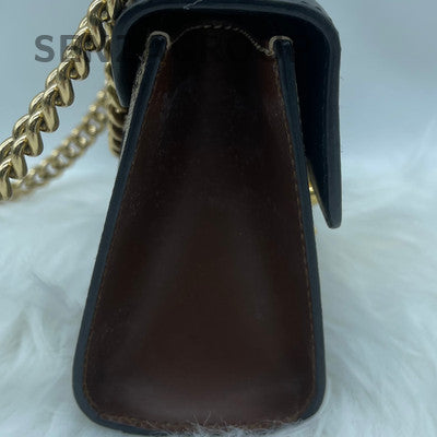GUCCI Padlock Canvas Brown Gold Chain Shoulder Crossbody Bag Women