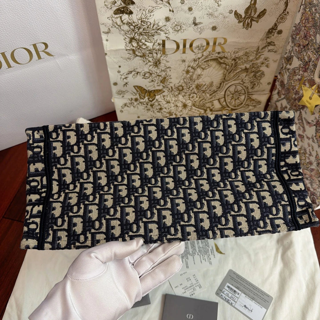 Dior Book Tote Canvas Blue Top Handle Tote Bag Excellent