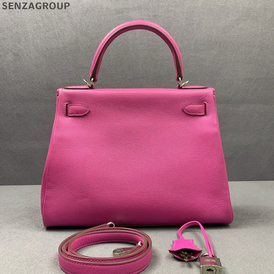 Hermès Kelly 28 Pink Silver Handbag - Classic & Fashionable Women's Bag