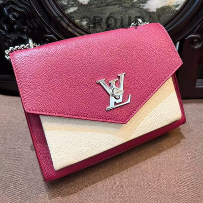 Louis Vuitton MY LOCK ME Red & White Leather Chain Crossbody Bag Small
