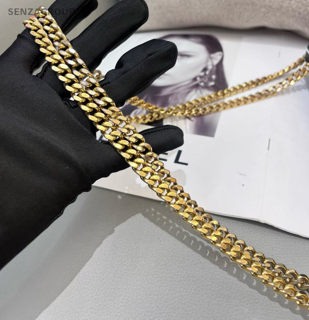 Saint Laurent Kate MM Calfskin Chain Shoulder Bag Crossbody Black Gold Women