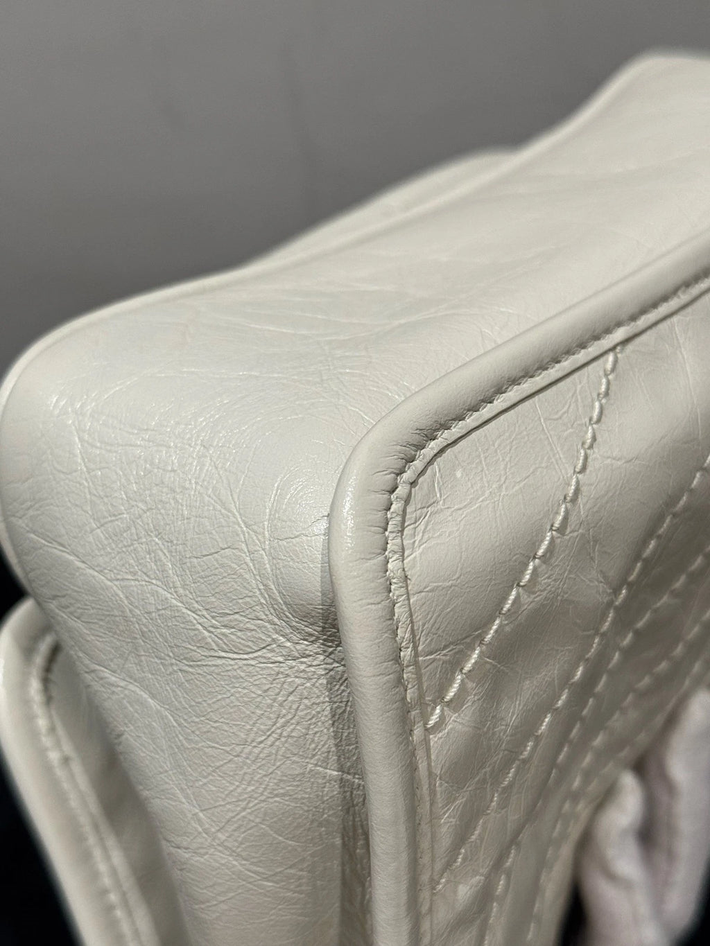 Saint Laurent Niki PM Chain Shoulder Bag White Silver Used Women Classic