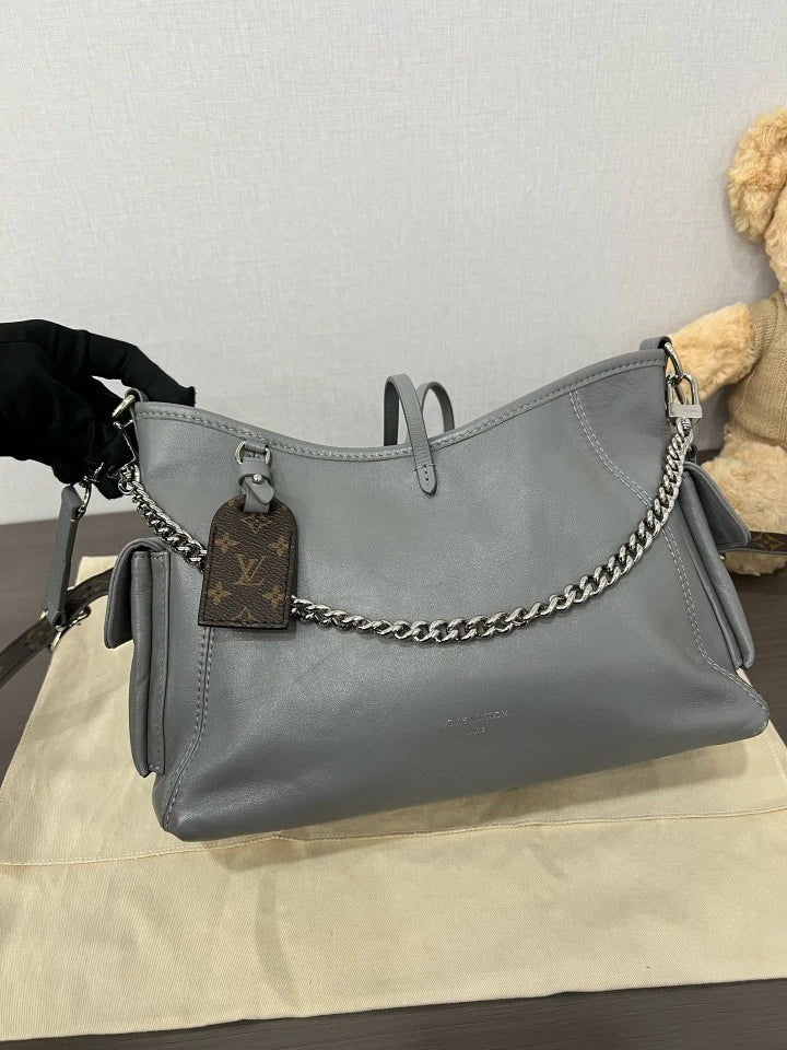 Louis Vuitton Gray Small Carry All Cargo Tote Bag For Women