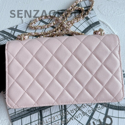 Chanel Quilted WOC Chain Bag in Sakura Pink with Gold Hardware