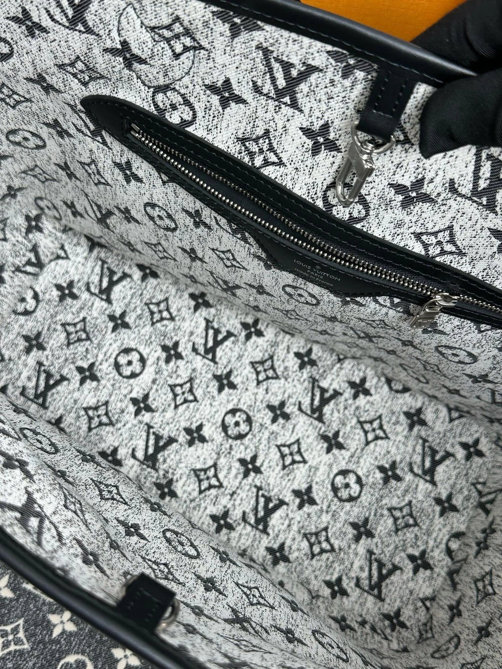 Louis Vuitton Neverfull Denim Black White Tote Bag Excellent