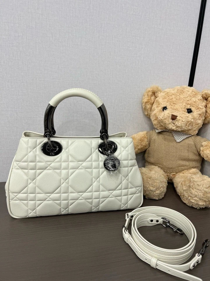 Dior White Lady 95.22 Small Top Handle Handbag For Women