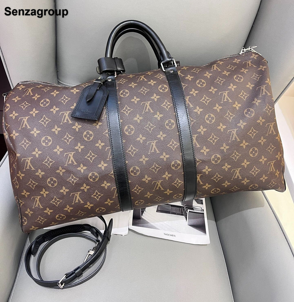 Louis Vuitton Keepall45 Monogram Top Handle Shoulder Bag Brown Silver Unisex