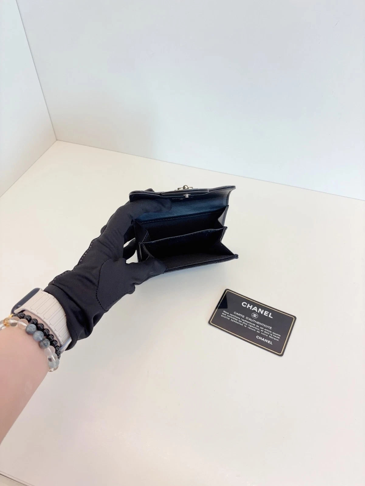 Chanel 2.55 So Black V-Stitch Calfskin Card Holder Wallet