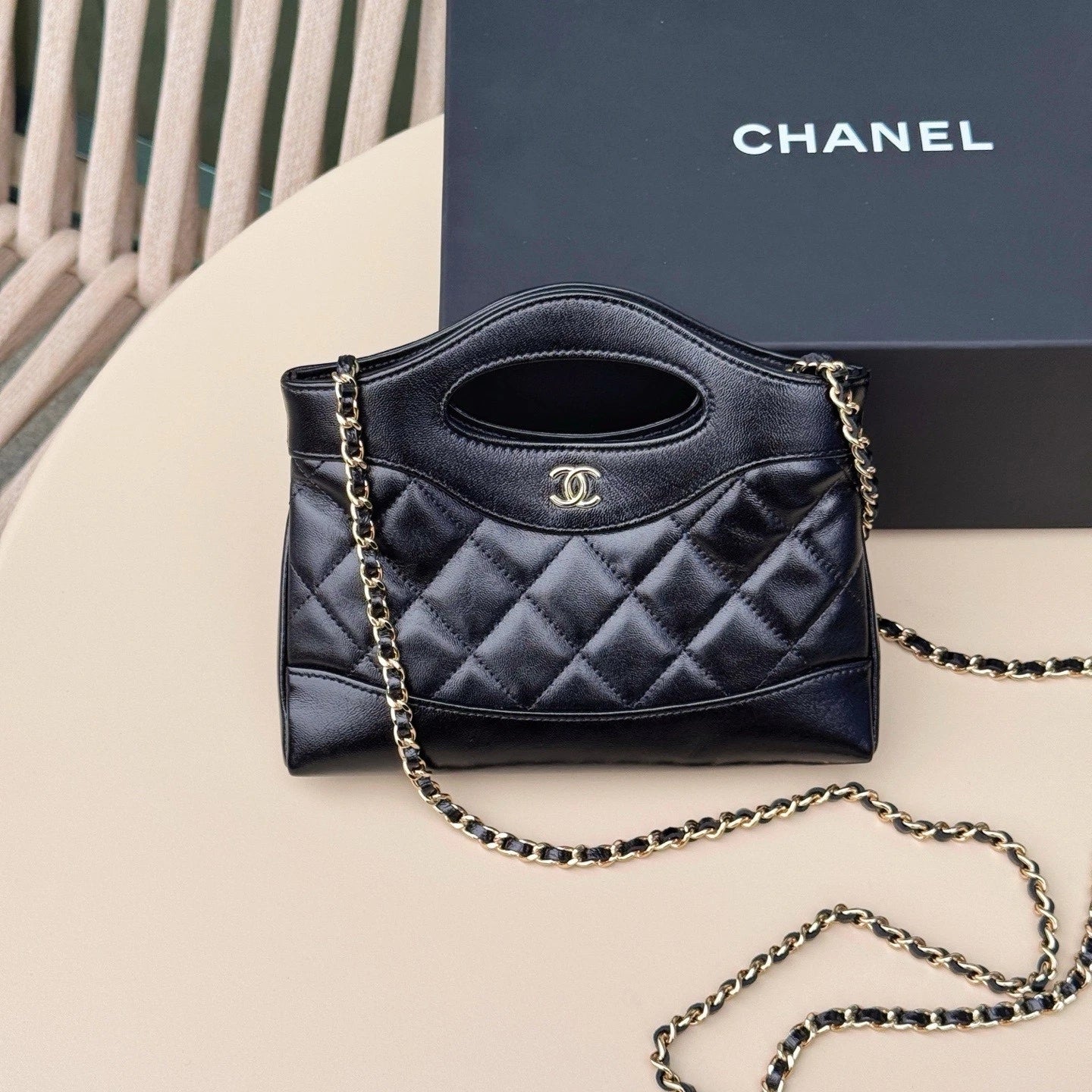 CHANEL Black Gold 31bag Nano Tote Bag For Women