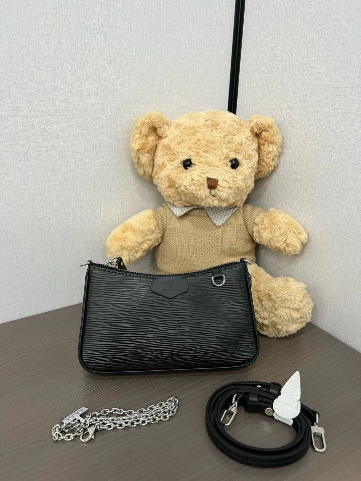 Louis Vuitton Easy Pouch On Strap Epi Leather Chain Black Shoulder Bag SHW