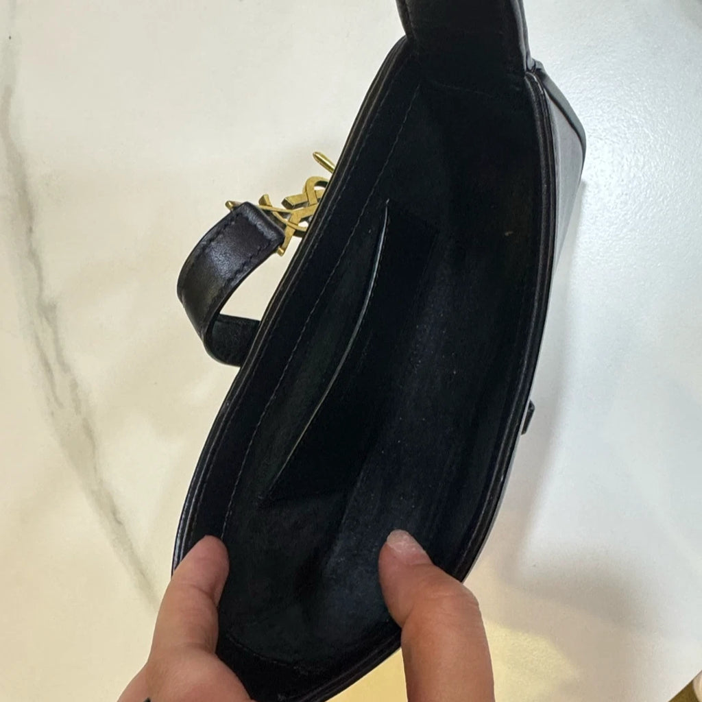 Saint Laurent Black Gold Mini Hobo Shoulder Handbag For Women
