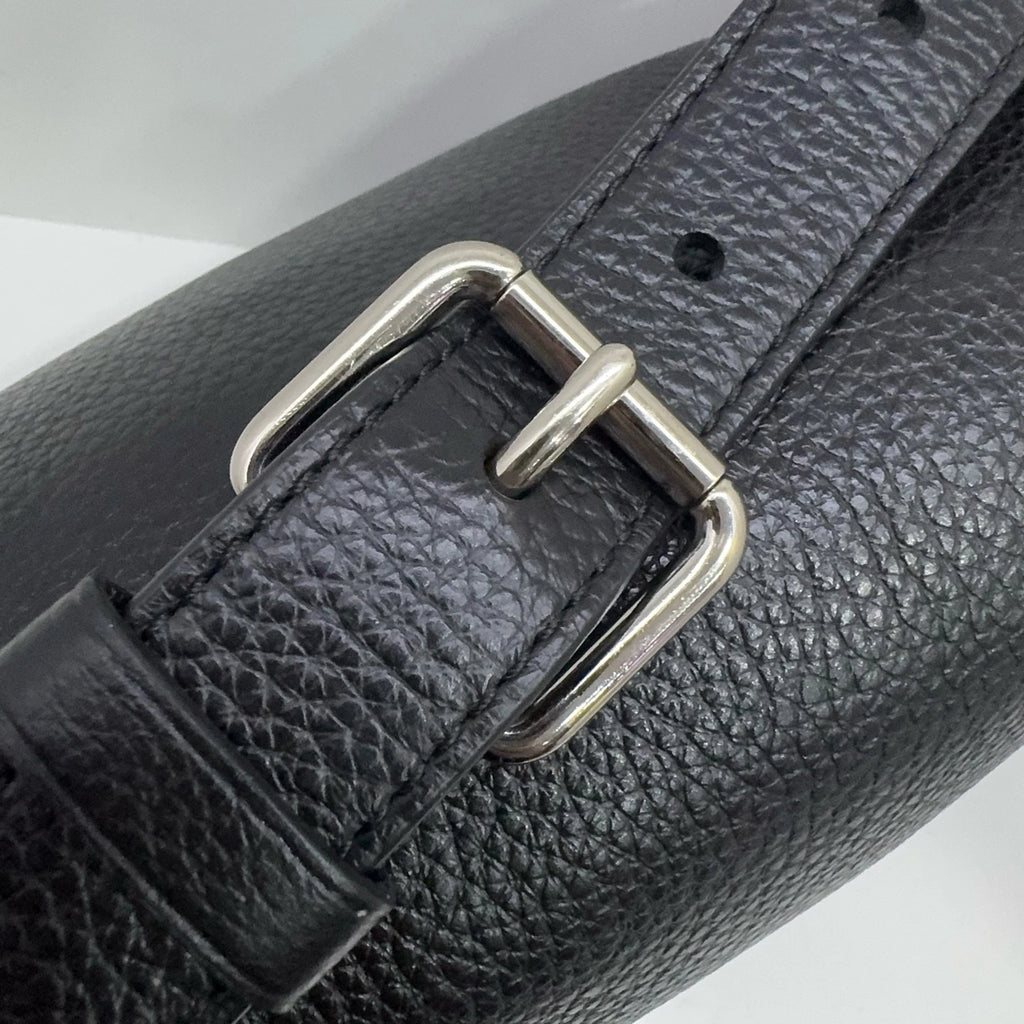 Coach Black Pebbled Leather Rivet Logo Zipper Waist Bag For Women