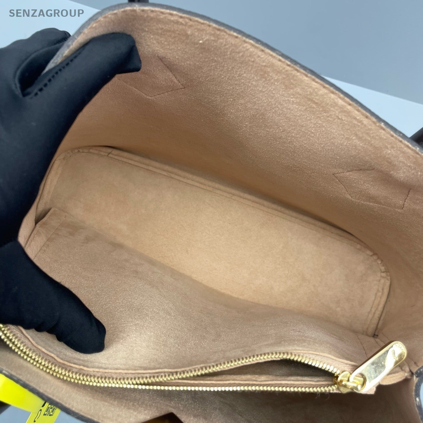 Louis Vuitton Kensington Damier Top Handle Bag Brown Gold Women Classic