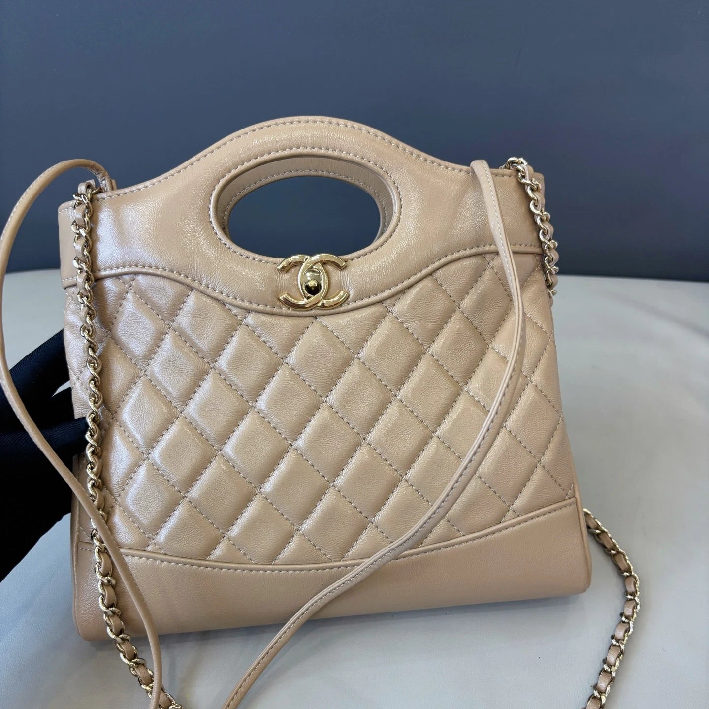 Chip Version Chanel 31Bag Mini Beige Tote Handbag Gold Chain Crossbody Diamond