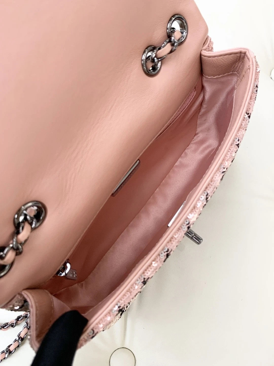 Chanel Classic Flap Mini Chain Shoulder Crossbody Pink Silver Women Fashion