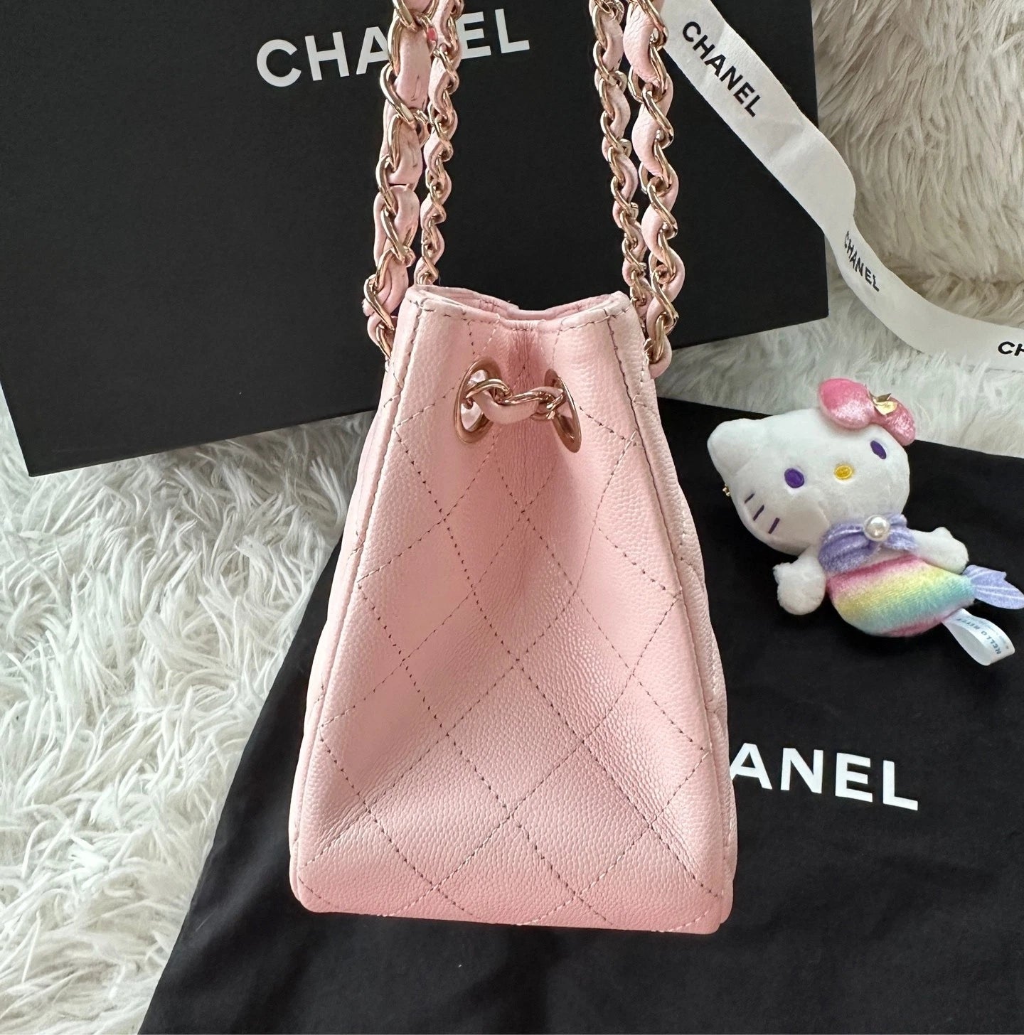 Chanel Light Pink Mini Tote Gold Hardware Leather Handbag For Women