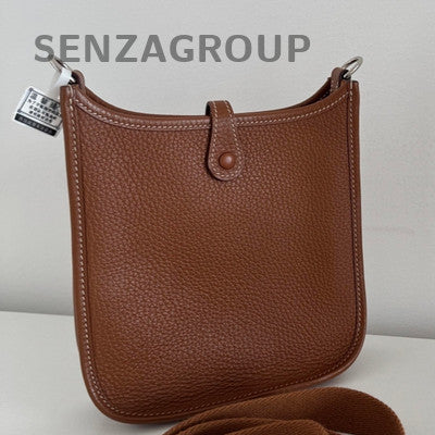 Hermes Evelyne Mini Gold Brown Silver Hardware Shoulder Crossbody Bag