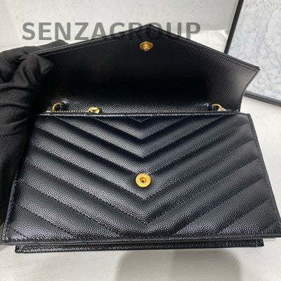 Saint Laurent Black Gold Envelope Chain Shoulder Crossbody Bag Classic