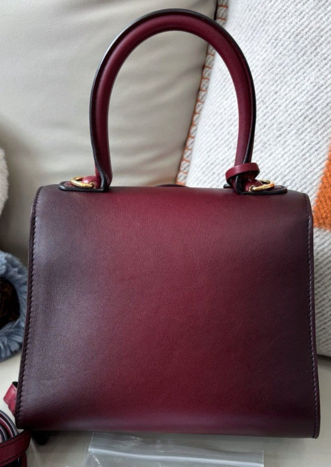 Delvaux Brilliant mini Top Handle Shoulder Crossbody Bag Warm Red Women