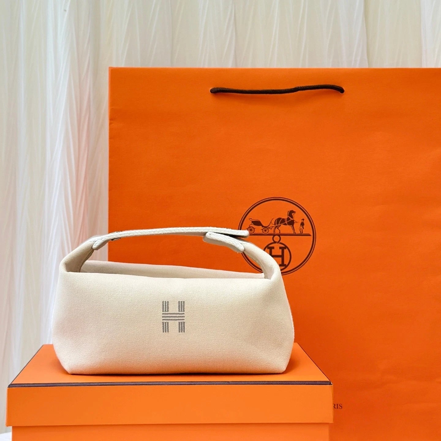 Hermes Canvas Beige Bride a Brac Large Shoulder Bag For Women