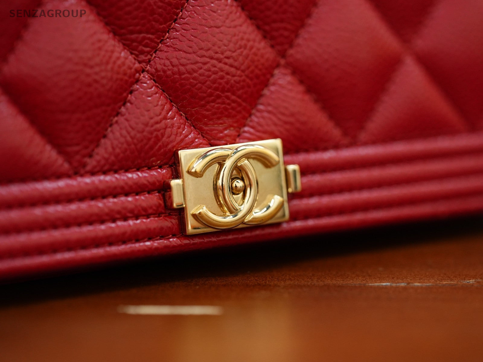 CHANEL Woc Diamond pattern Calfskin Chain Shoulder bag Women Red Gold