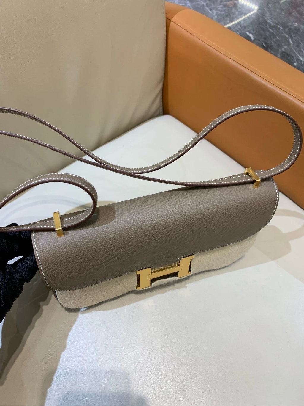 Hermes Constance Elan Epsom Leather Grey Shoulder Bag For Women