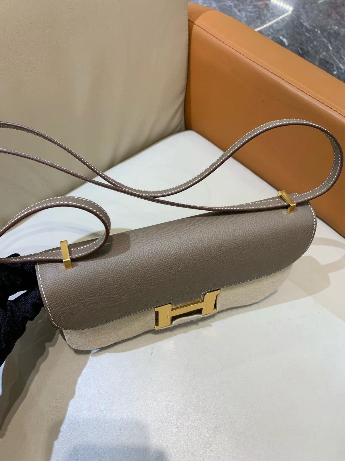 Hermes Constance Elan Epsom Leather Grey Shoulder Bag For Women
