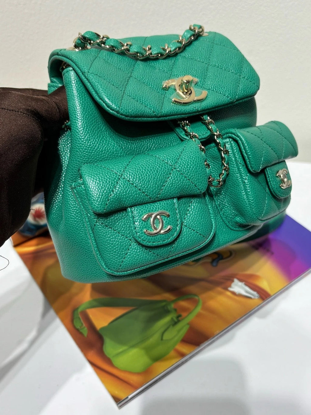 CHANEL Mint Green Grained Leather Small Duma Backpack For Women