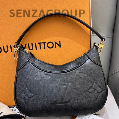 Louis Vuitton Black Leather Croissant Moon Bag Women's Shoulder Crossbody