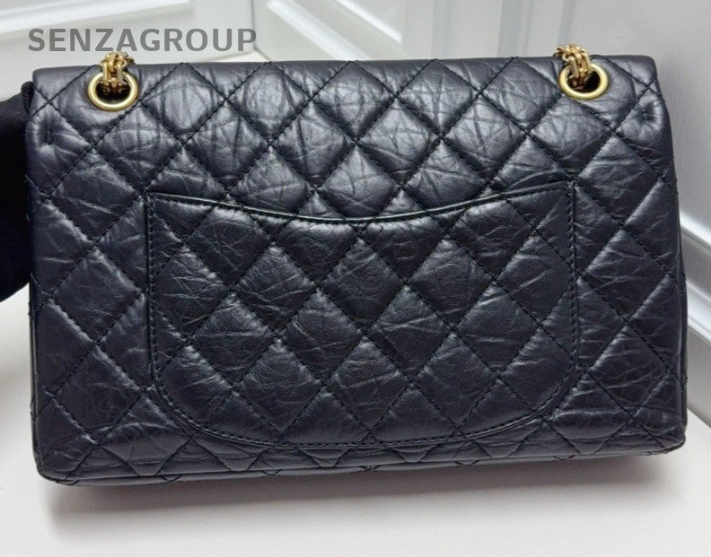 CHANEL Classic 2.55 Medium size Black gold Shoulder bag Crossbody