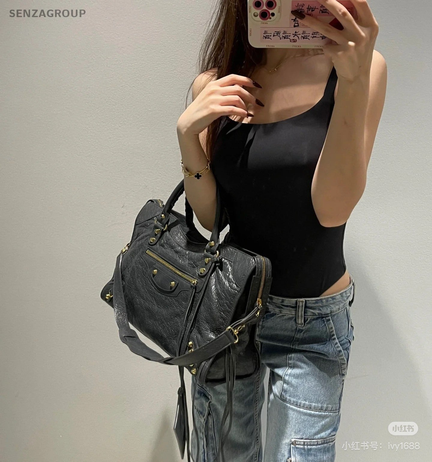 Balenciaga Locomotive bag MM Top Handle 2way Shoulder bag Women Gray