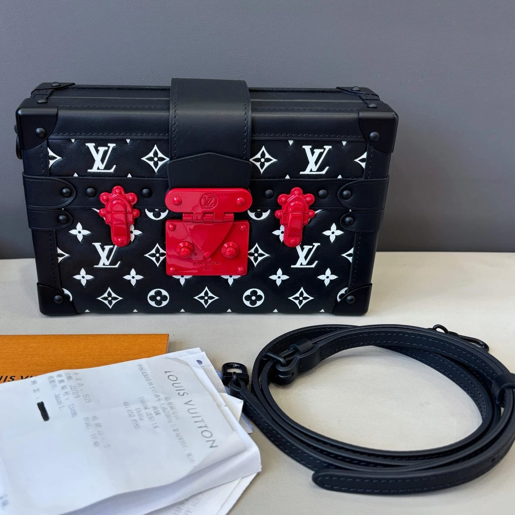 Chip Version Louis Vuitton Petite Malle Monogram Black Shoulder Bag Crossbody