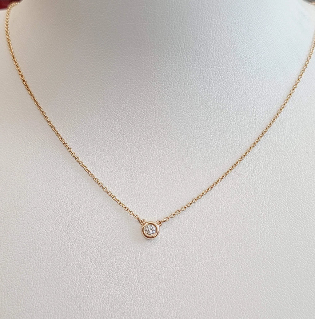 Tiffany &amp; Co Elsa Peretti Diamonds by the Yard Pendant 18K Rose Gold Necklace