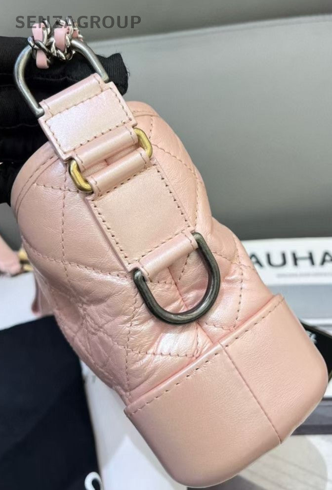 Chanel Gabrielle PM Leather Hobo Bag Shoulder Crossbody Bag Women Pink