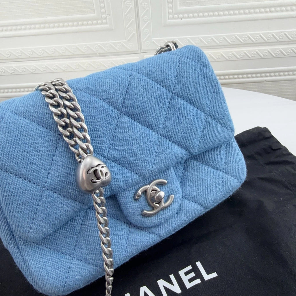 CHANEL Heart Denim Shoulder Bag For Women