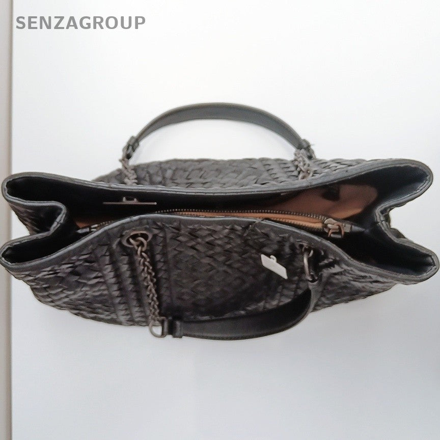 Bottega Veneta Tote Chain Shoulder Bag Black Silver Women Classic