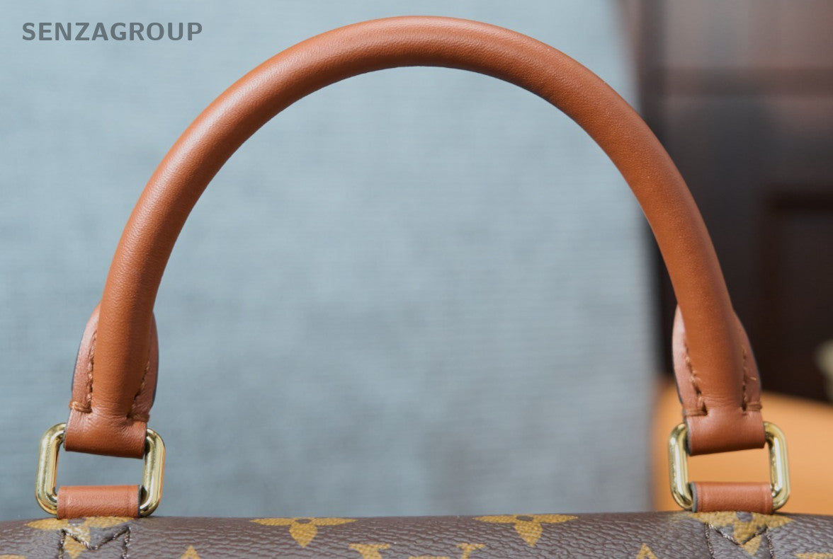 Louis Vuitton Monogram Top Handle Bag Brown Black Gold Used Women Classic